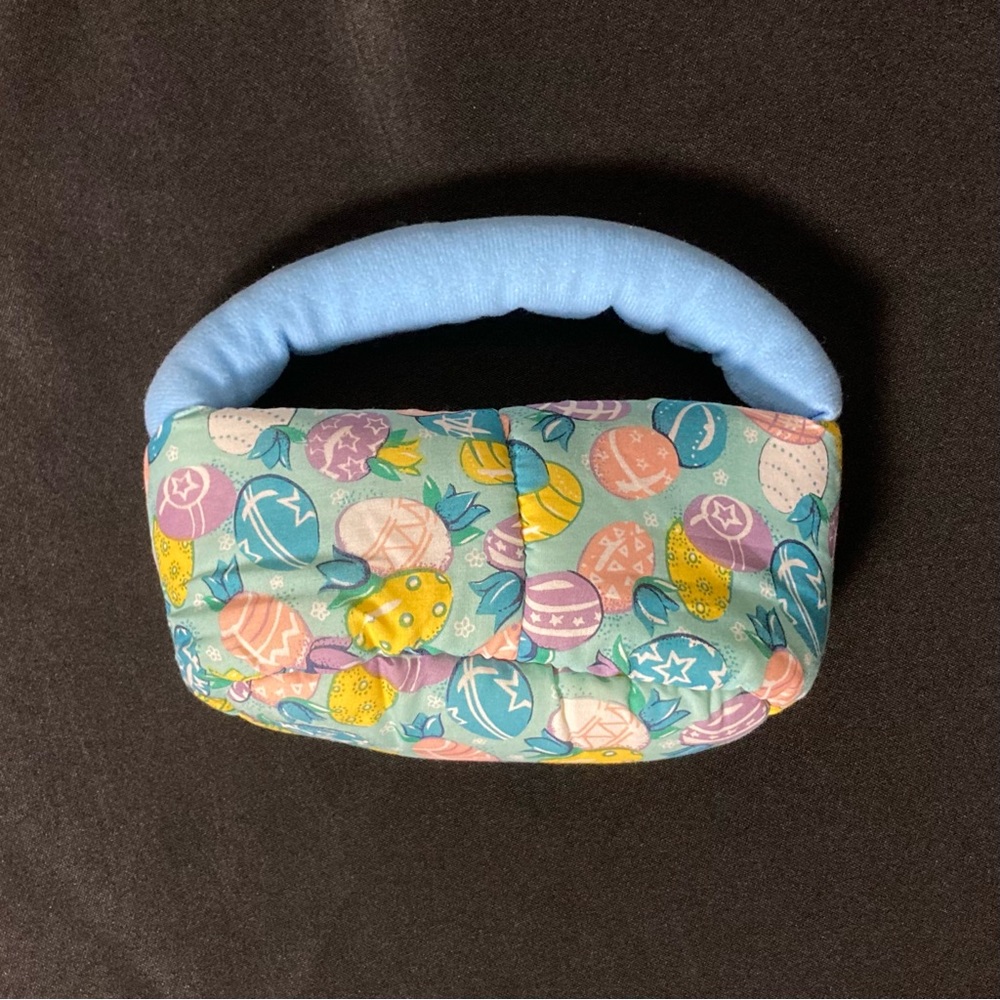 Vintage Miles Kimball Mini Pastel Easter Egg Pattern Pillow Cloth Basket Purse - Picture 2 of 13